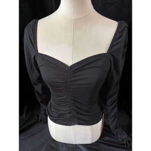 Kingston grey Black Ruched Top - Small